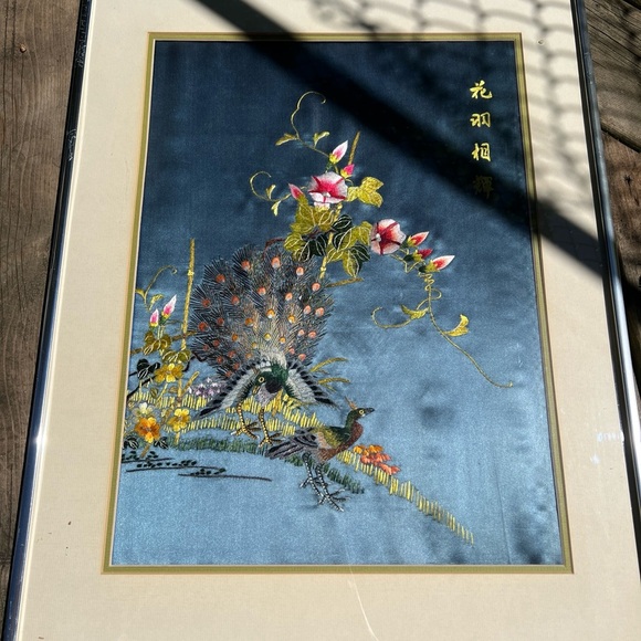 Vintage MidCentury Embroidery Silk Forbidden Stitches Birds on Tree Wall Hanging - Picture 7 of 13
